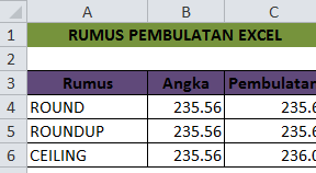 Rumus Pembulatan Angka Keatas Dalam Microsoft Excel